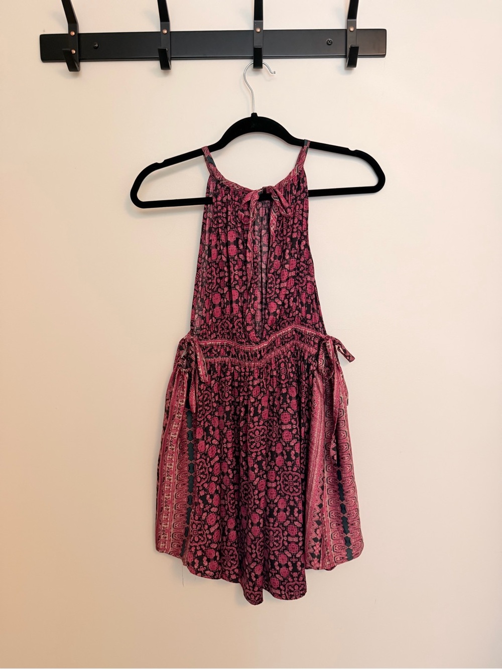 Free People Pink and Black Floral Halter Tunic - Picture 3 of 6